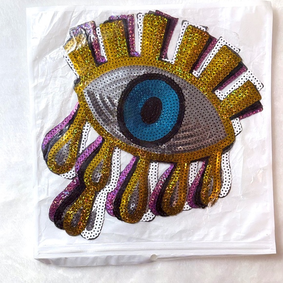NWT 4 Piece Large Evil Eye Sequin Iron on Patch - Picture 4 of 5